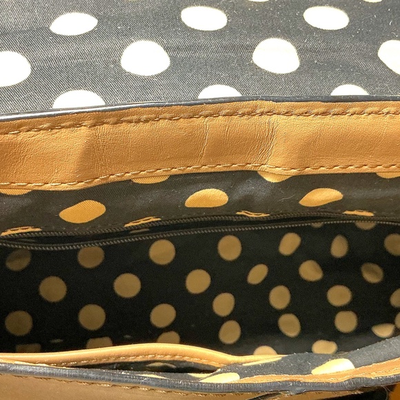 Vintage KATE SPADE New York Satchel Black Patent Leather Dune Brown Leather - Picture 4 of 5